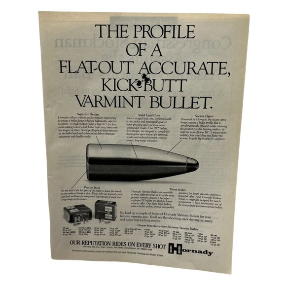 Hornady Varmint Bullets Vintage Print Ad 1990s Flat-Out Accurate Ammo Profile - Picture 6 of 6